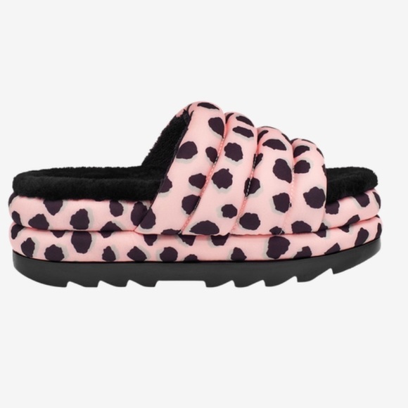 UGG Shoes - NWT UGG PINK LEOPARD PUFF SLIDES